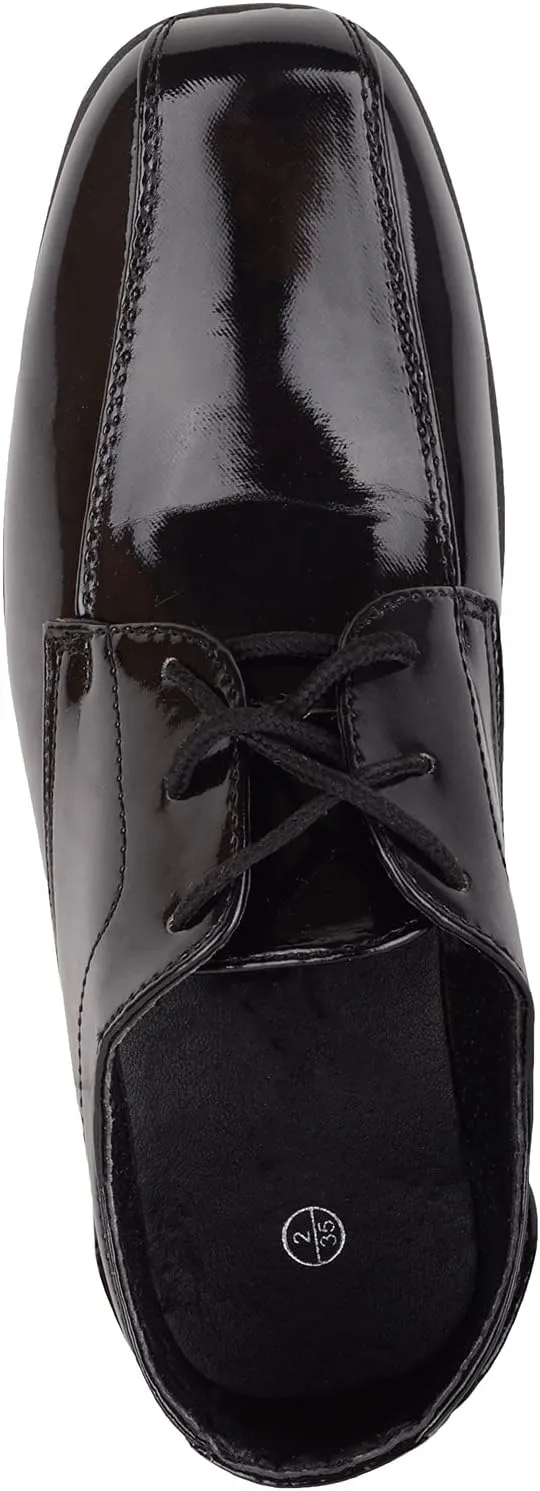 ABSOLUTE FOOTWEAR Childrens Kids Boys Slip On Lace Up Faux Leather Smart Formal School Wedding Shoes