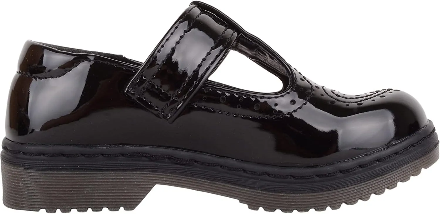 ABSOLUTE FOOTWEAR Childrens Kids Girls Slip On Faux Leather Smart Formal School Shoes with Heart Design