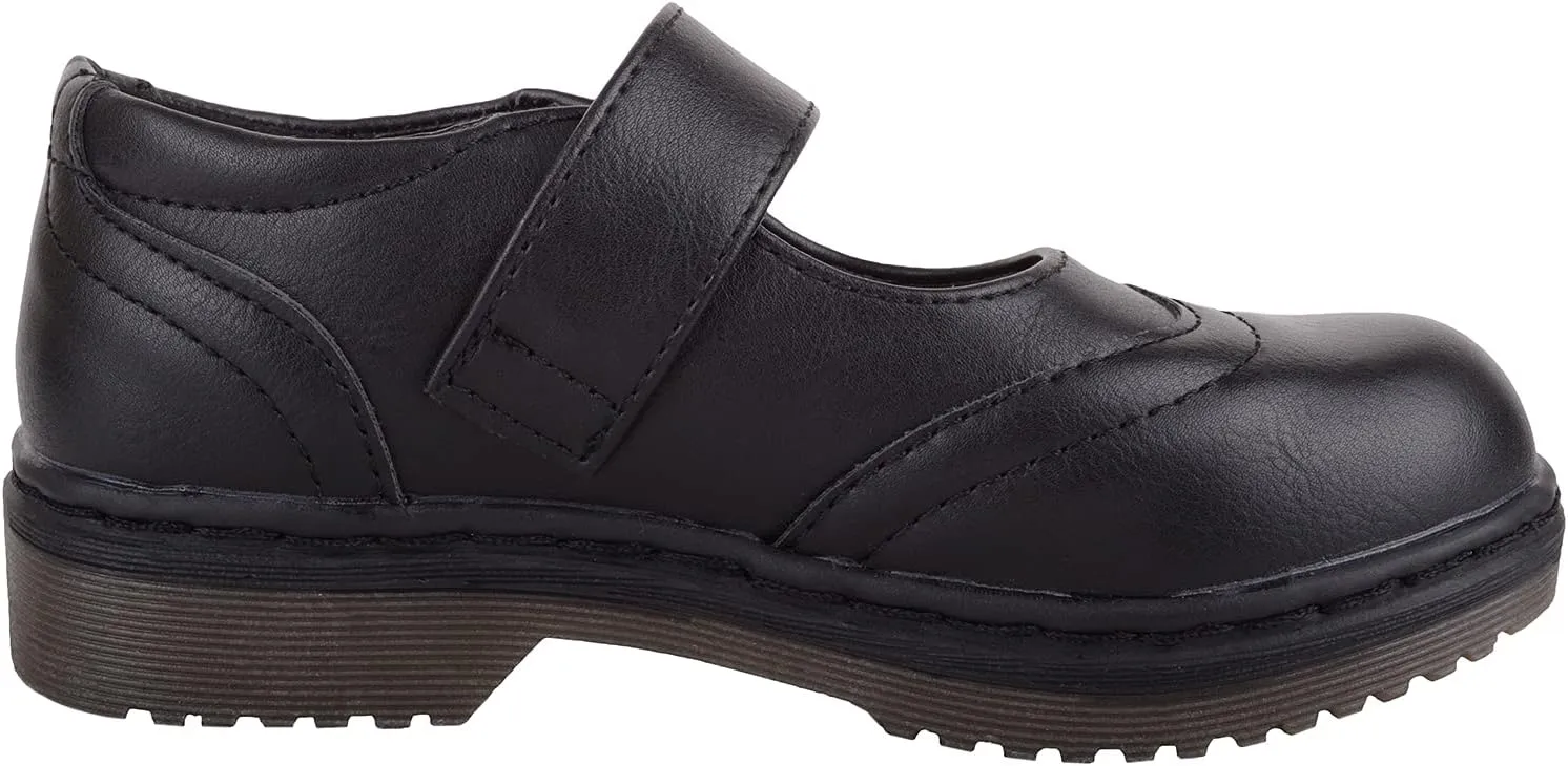 ABSOLUTE FOOTWEAR Childrens Kids Girls Slip On Faux Leather Smart Formal School Touch and Close Shoes