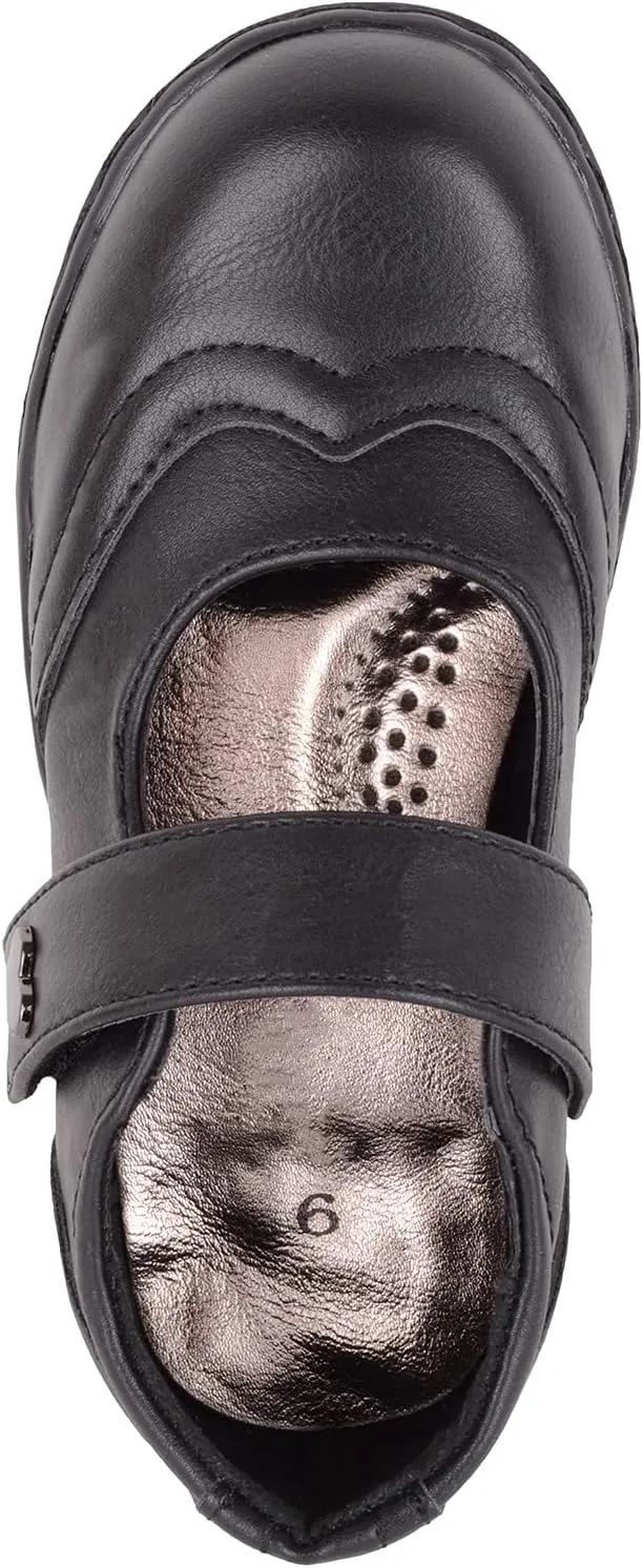 ABSOLUTE FOOTWEAR Childrens Kids Girls Slip On Faux Leather Smart Formal School Touch and Close Shoes