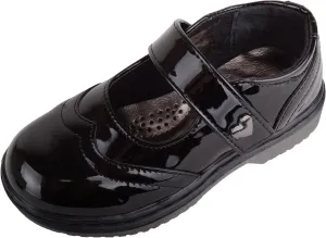 ABSOLUTE FOOTWEAR Childrens Kids Girls Slip On Faux Leather Smart Formal School Touch and Close Shoes