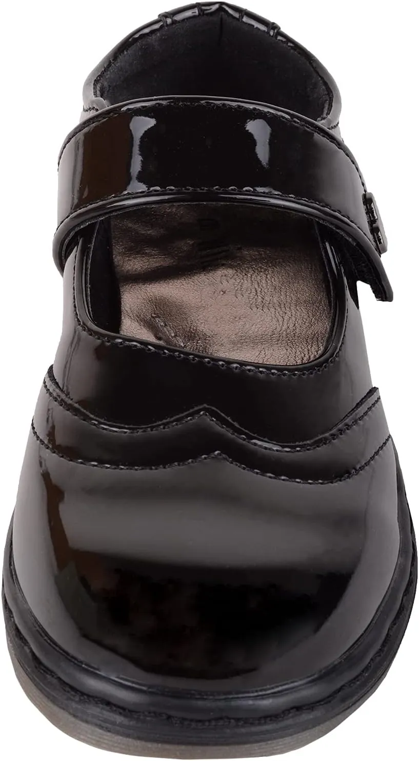 ABSOLUTE FOOTWEAR Childrens Kids Girls Slip On Faux Leather Smart Formal School Touch and Close Shoes