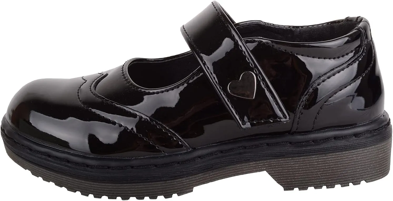 ABSOLUTE FOOTWEAR Childrens Kids Girls Slip On Faux Leather Smart Formal School Touch and Close Shoes