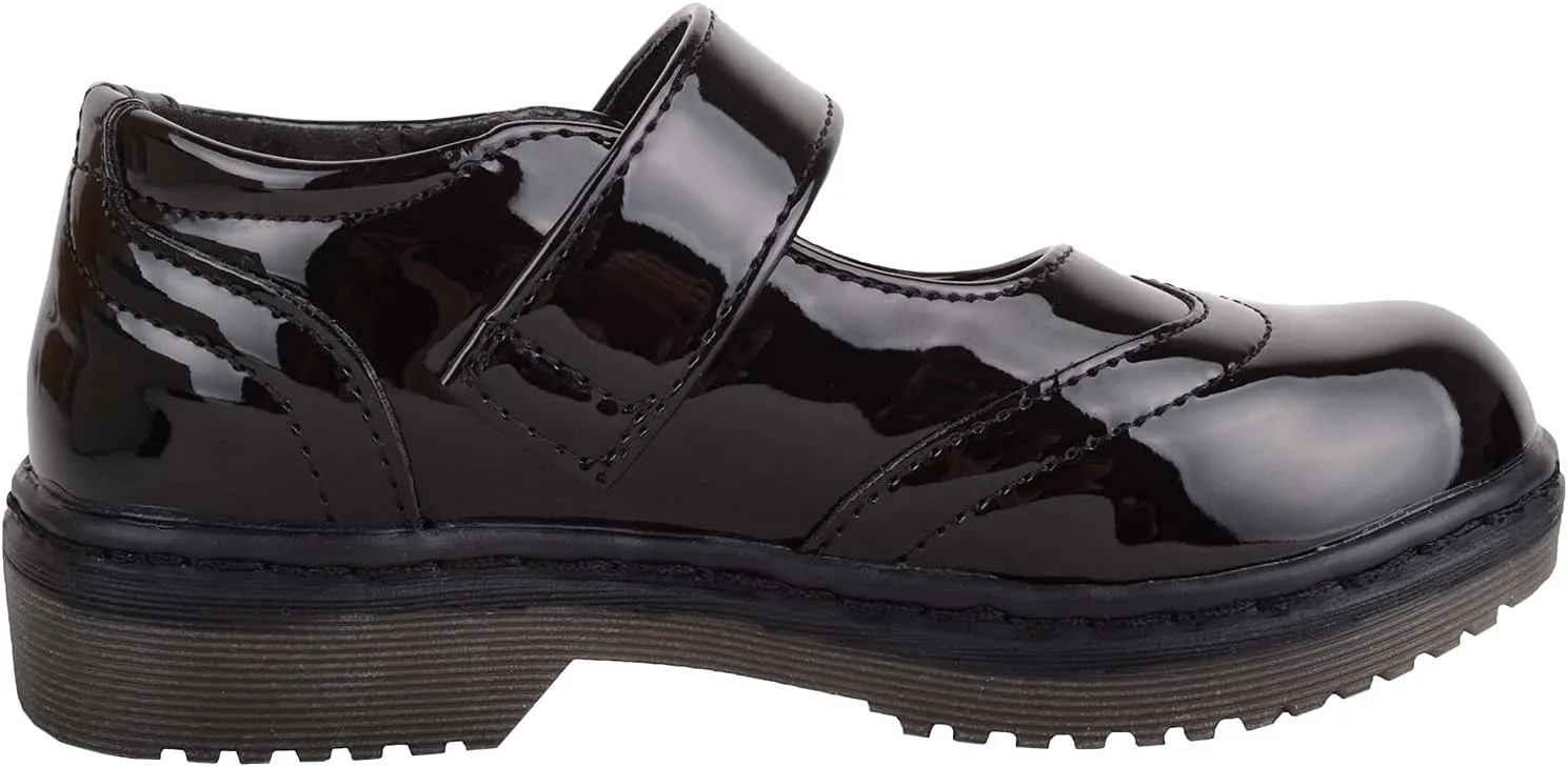 ABSOLUTE FOOTWEAR Childrens Kids Girls Slip On Faux Leather Smart Formal School Touch and Close Shoes