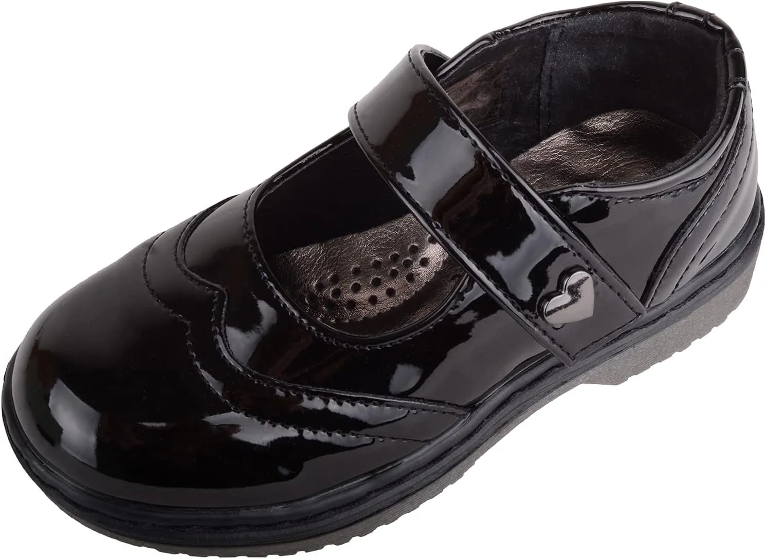 ABSOLUTE FOOTWEAR Childrens Kids Girls Slip On Faux Leather Smart Formal School Touch and Close Shoes