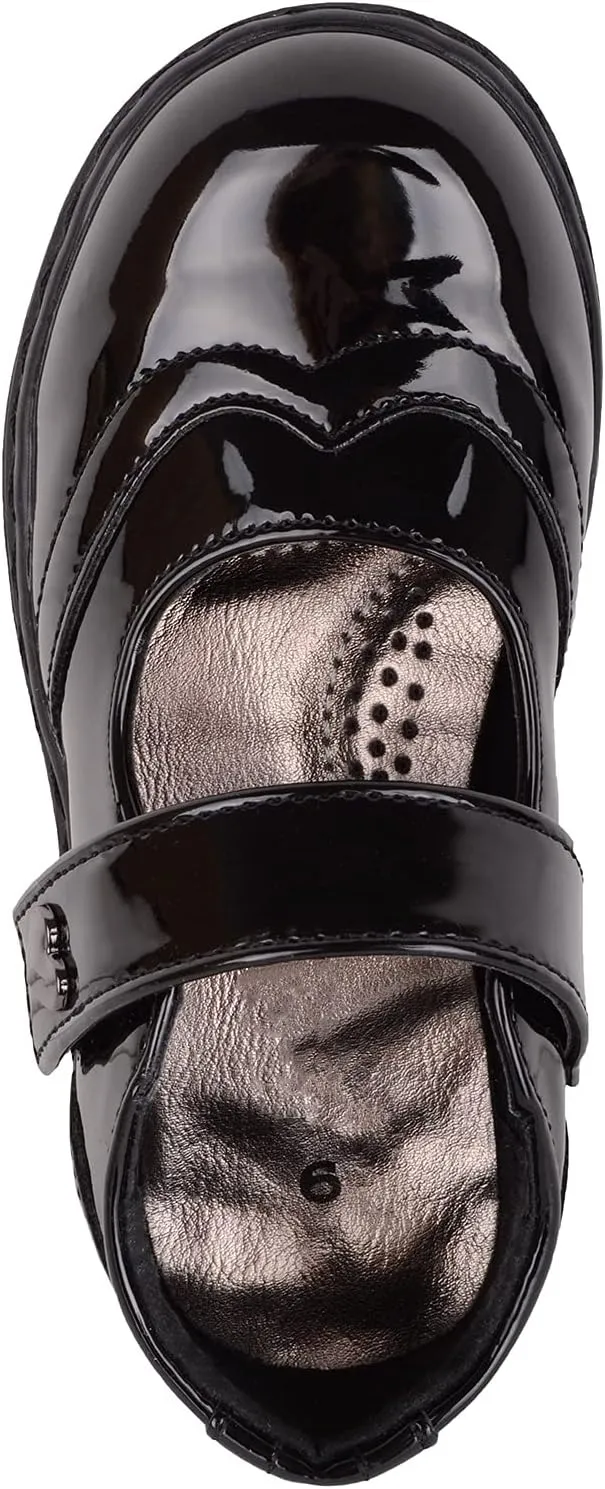 ABSOLUTE FOOTWEAR Childrens Kids Girls Slip On Faux Leather Smart Formal School Touch and Close Shoes