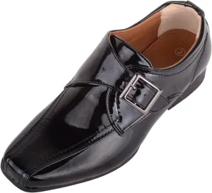 ABSOLUTE FOOTWEAR Childrens Kids Junior Boys Slip On Faux Patent Leather Formal Smart School Wedding Shoes