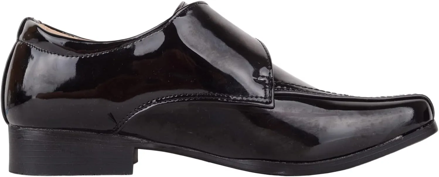 ABSOLUTE FOOTWEAR Childrens Kids Junior Boys Slip On Faux Patent Leather Formal Smart School Wedding Shoes