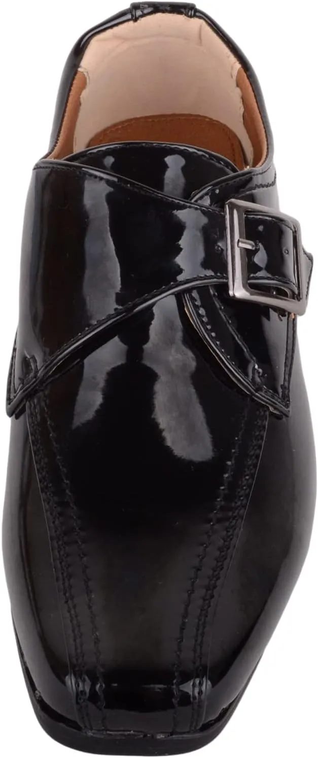 ABSOLUTE FOOTWEAR Childrens Kids Junior Boys Slip On Faux Patent Leather Formal Smart School Wedding Shoes