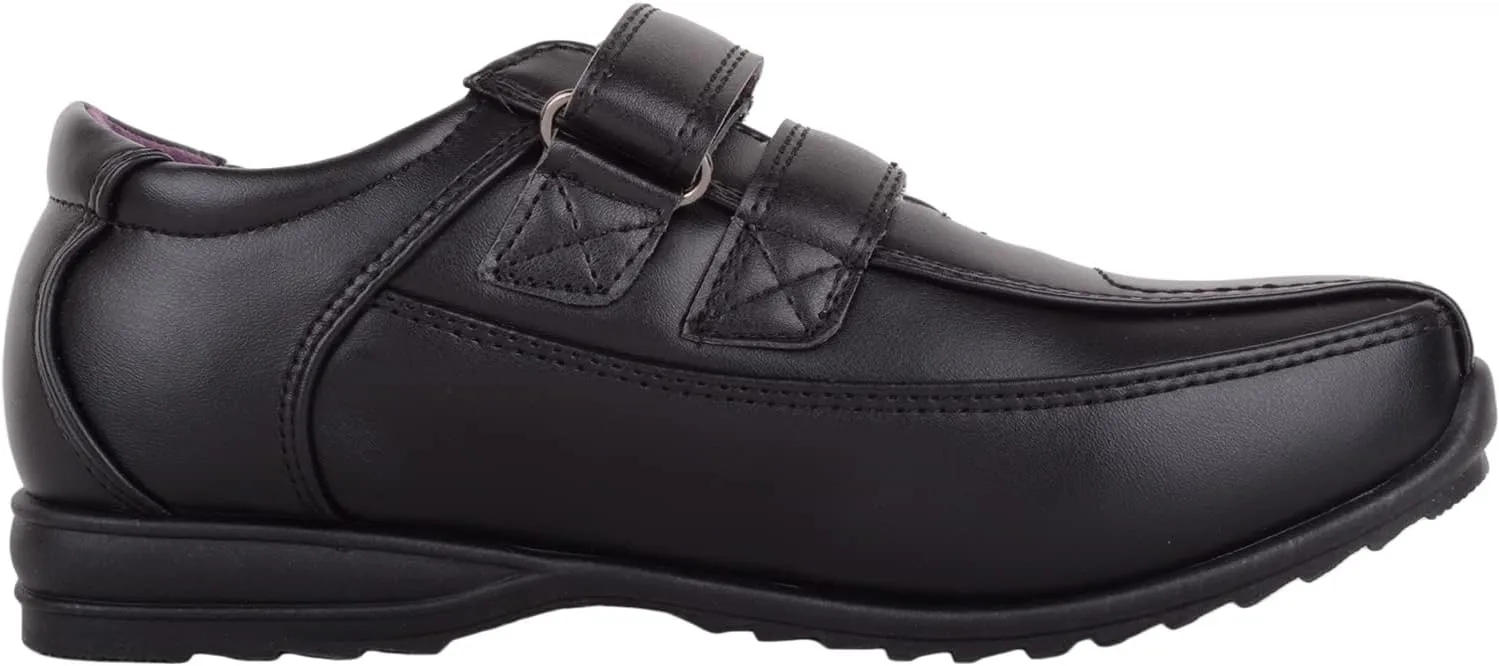 ABSOLUTE FOOTWEAR Childrens Kids Junior Boys Smart Formal Faux Leather Double Touch and Close School Wedding Shoes