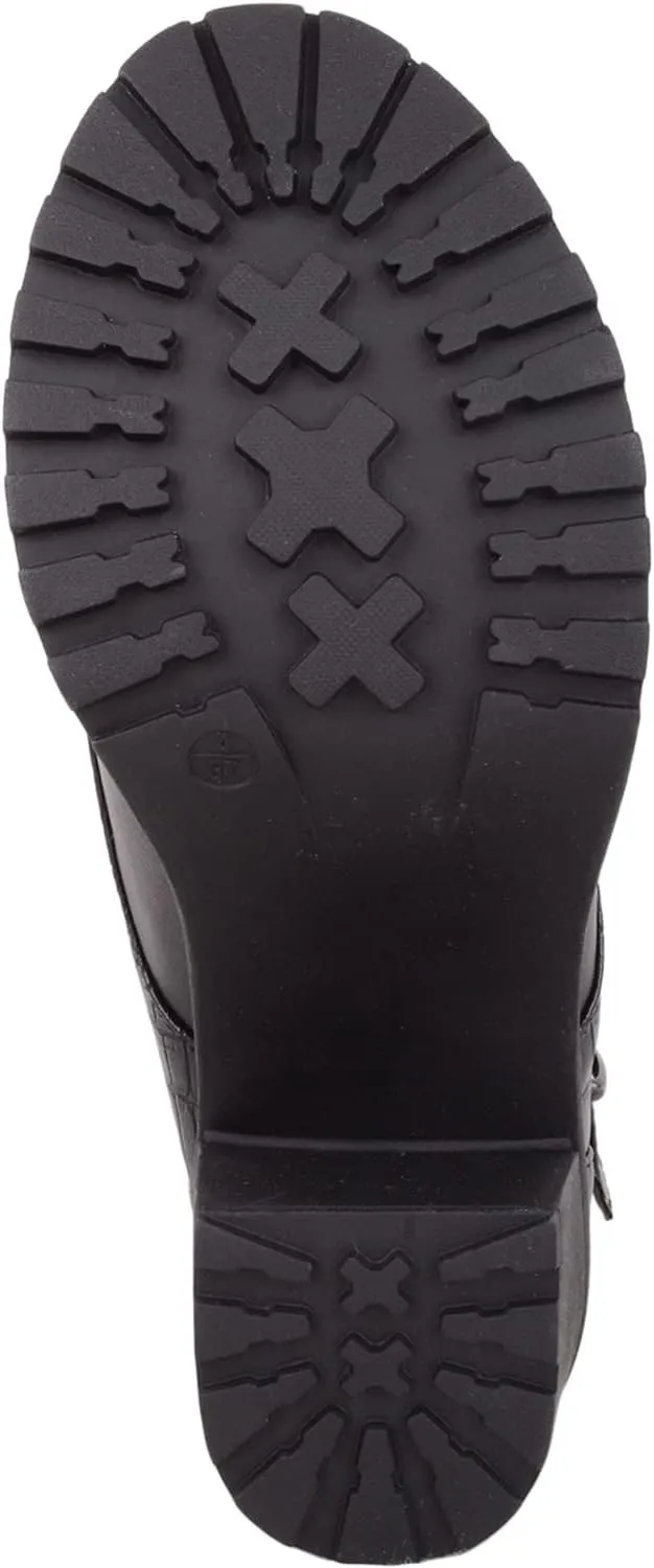 ABSOLUTE FOOTWEAR Childrens Kids Juniors Girls Slip On Buckled Faux Leather Heeled School College Formal Smart Shoes