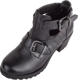 ABSOLUTE FOOTWEAR Childrens Kids Juniors Girls Slip On Buckled Faux Leather Heeled School College Formal Smart Shoes