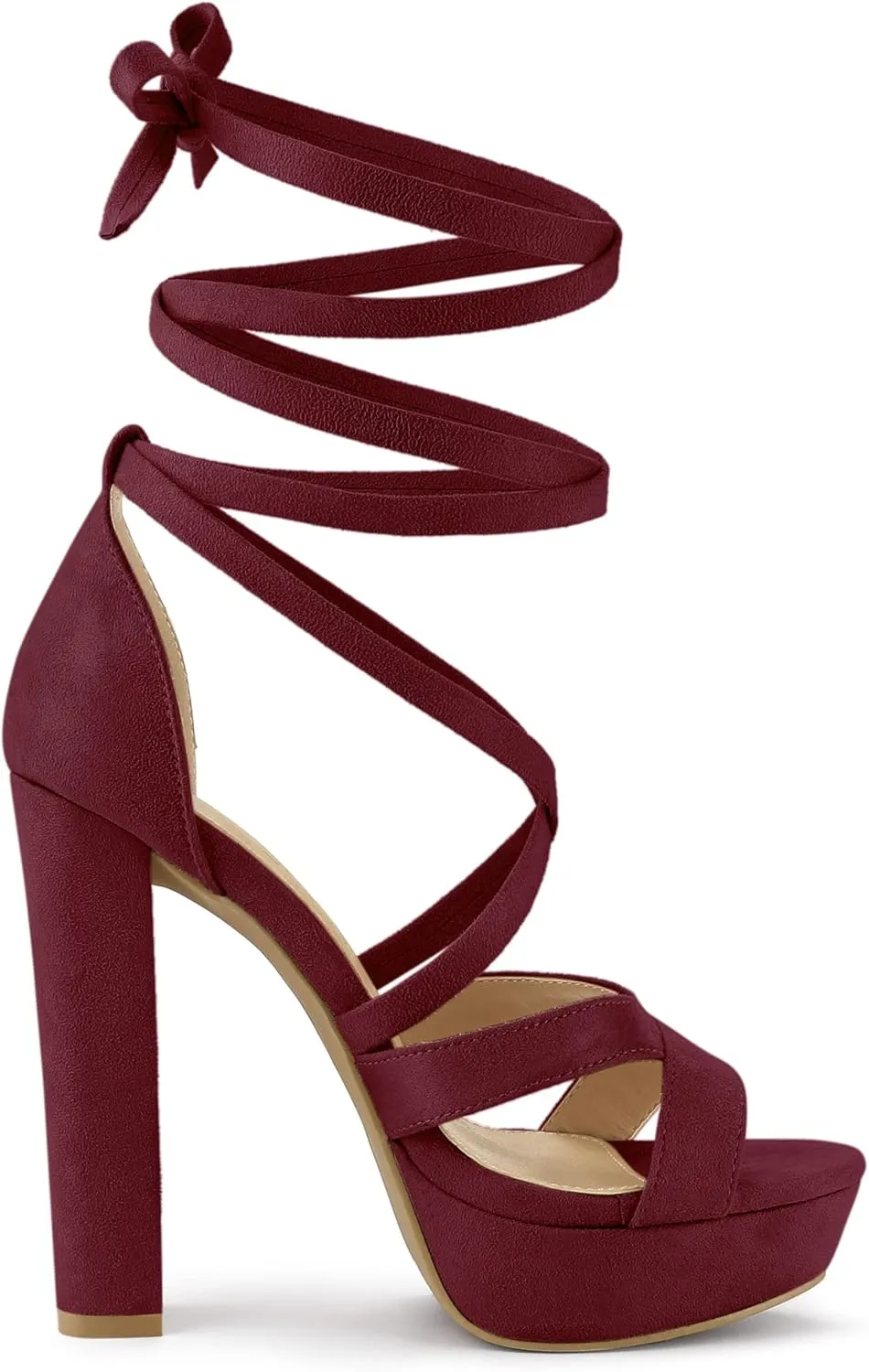 Allegra K Women's Lace Up Platform Chunky High Heels Sandals
