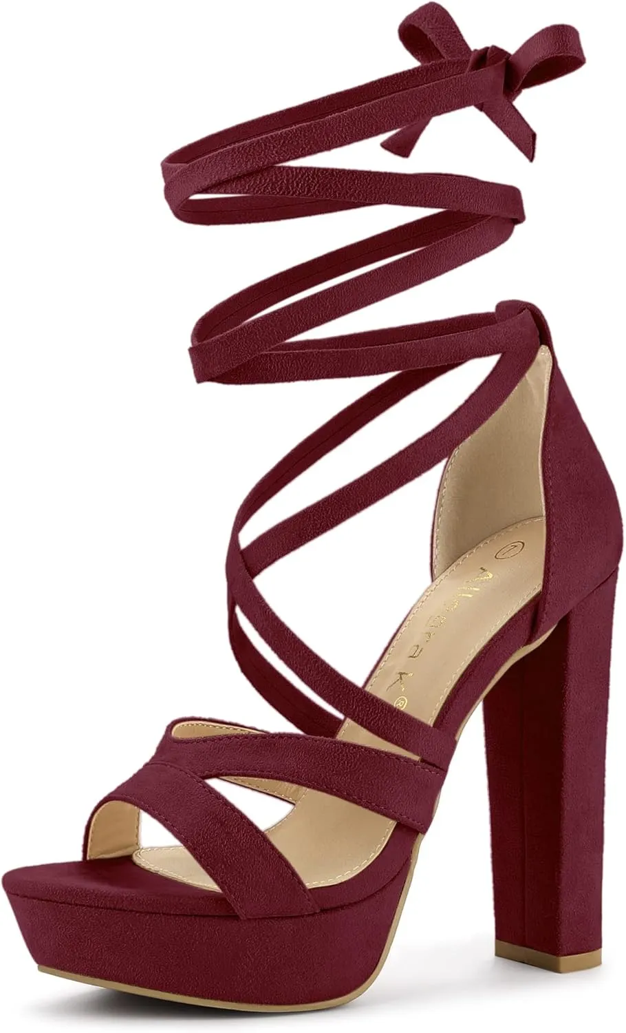 Allegra K Women's Lace Up Platform Chunky High Heels Sandals