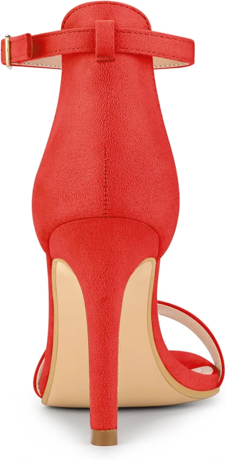 Allegra K Women's Suede Ankle Strap High Stiletto Heel Sandals