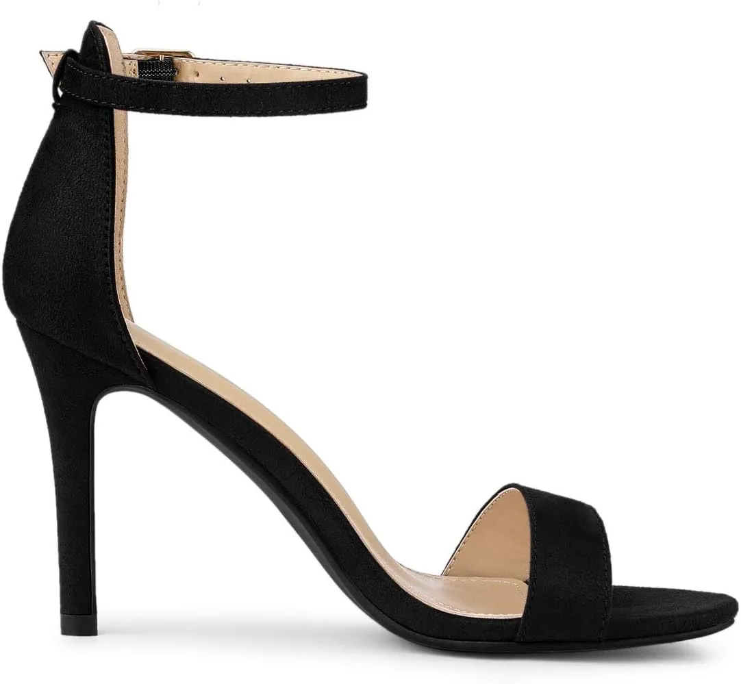Allegra K Women's Suede Ankle Strap High Stiletto Heel Sandals