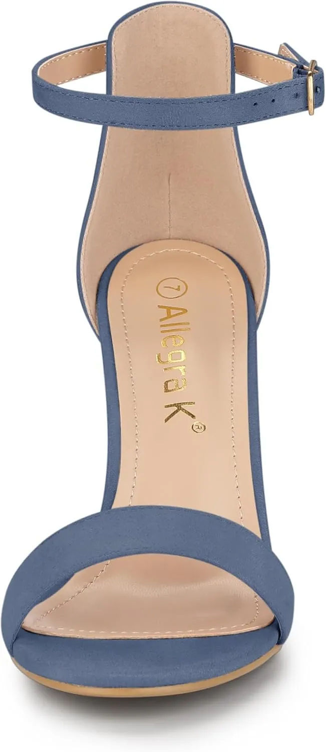 Allegra K Women's Suede Ankle Strap High Stiletto Heel Sandals