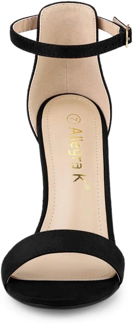 Allegra K Women's Suede Ankle Strap High Stiletto Heel Sandals