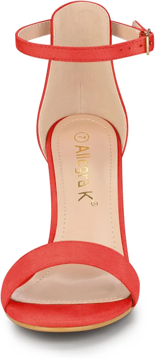 Allegra K Women's Suede Ankle Strap High Stiletto Heel Sandals