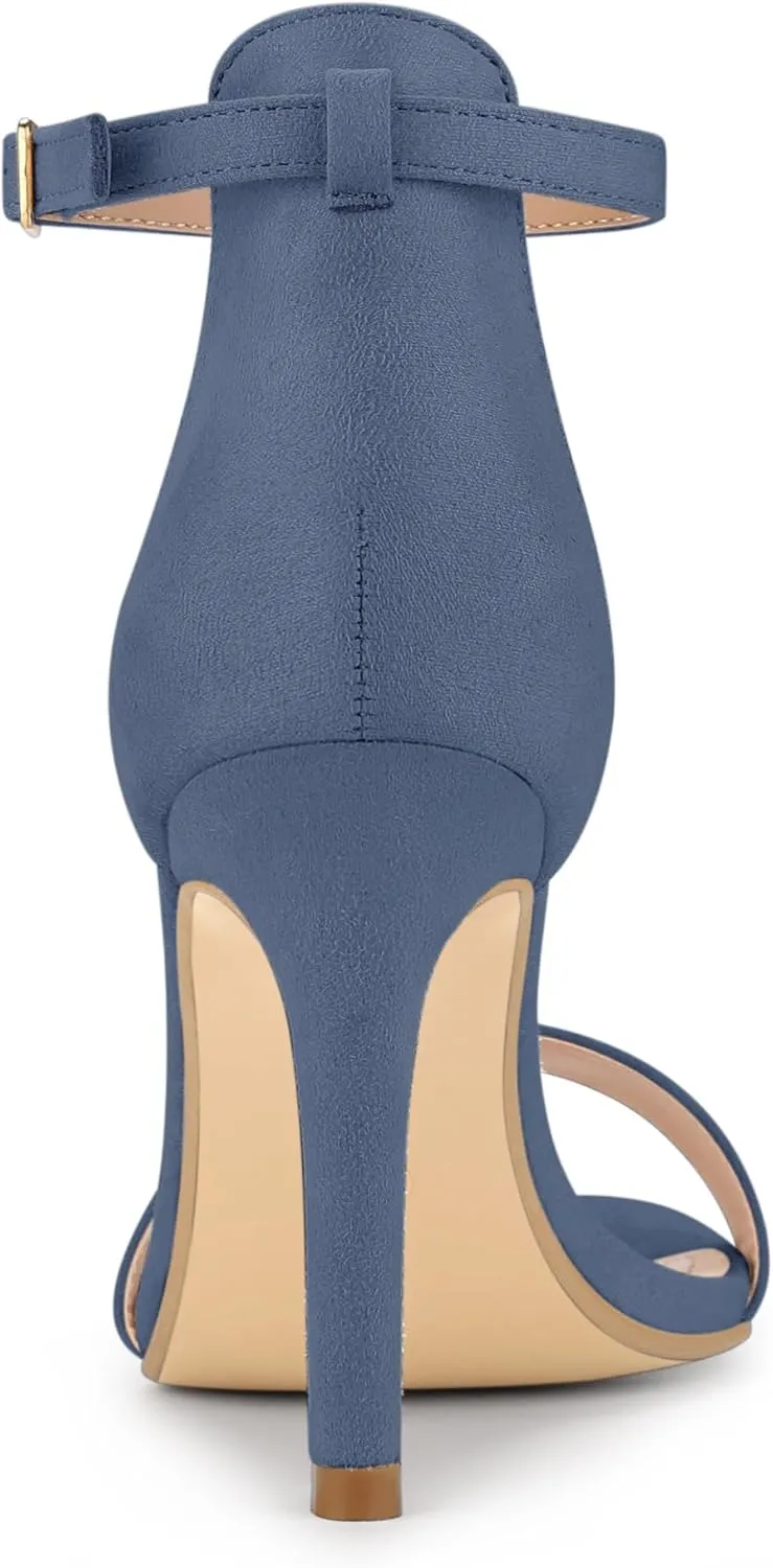 Allegra K Women's Suede Ankle Strap High Stiletto Heel Sandals