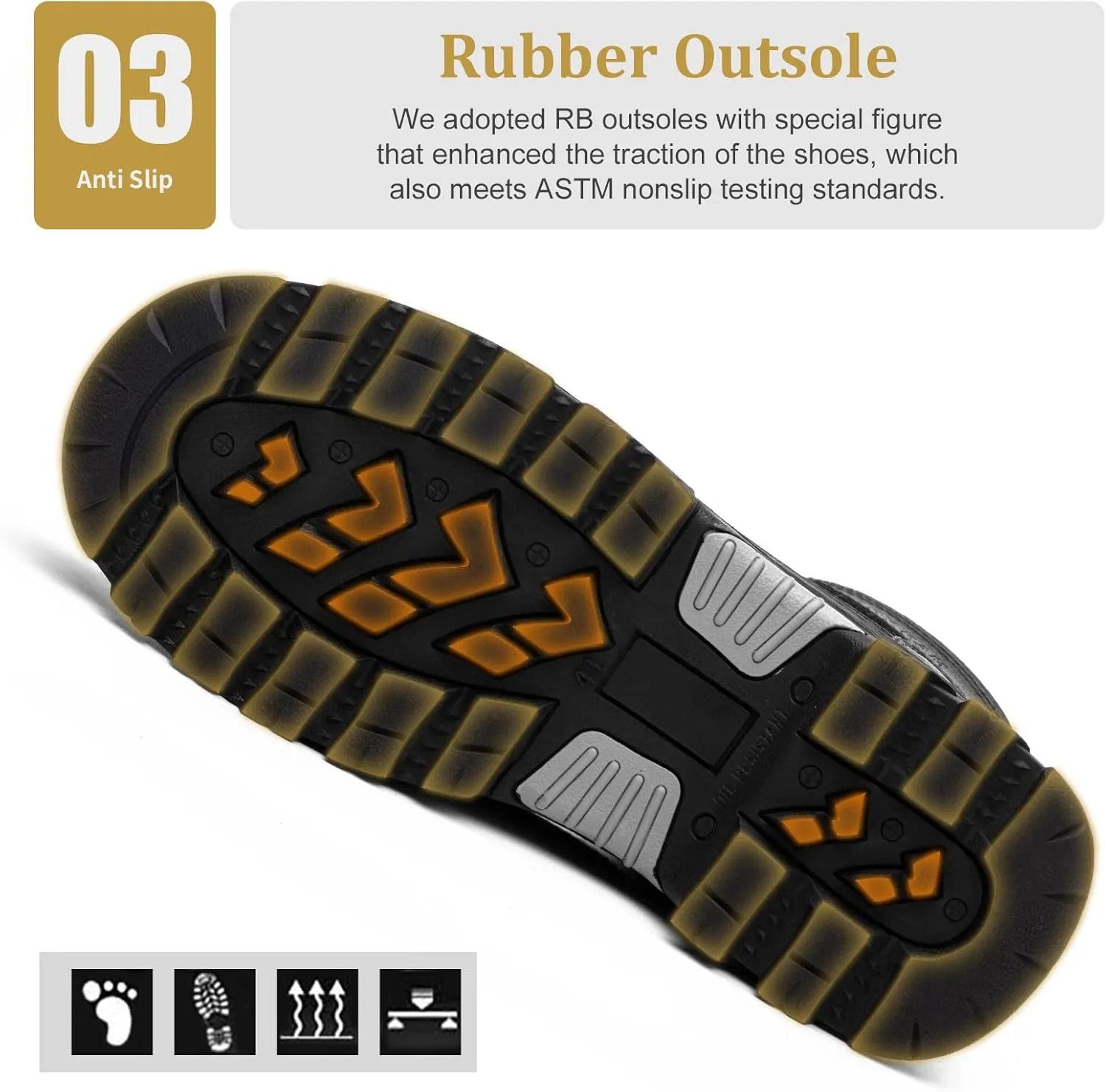 ANGRYRAM Steel Toe Boots for Men Comfortable Waterproof Construction Work Boots for Men Slip Resistant Lightweight Safety Shoes Botas de Trabajo Seguridad para Hombre