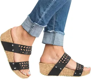 Aniywn Wedge Sandals for Women,Womens Wedge Platform Sandal Open Toe Casual Comfort Breathable Beach Sandals