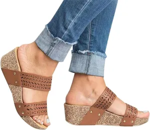 Aniywn Wedge Sandals for Women,Womens Wedge Platform Sandal Open Toe Casual Comfort Breathable Beach Sandals