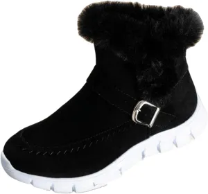 Ankle Boots For Women Comfy Winter Snow Boots Slip on Fur Lined Cold Weather Warm Comfortable Outdoor Loafers Shoes