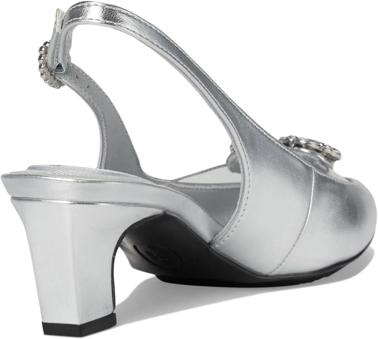 Anne Klein Womens Inviting Embellished Faux Suede Slingback Heels