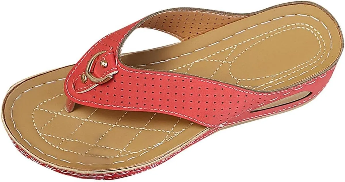 Arch Support Flip Flops for Women Summer Low Wedge Thong Sandals Dressy Casual Clip Toe Sandal Indoor Outdoor