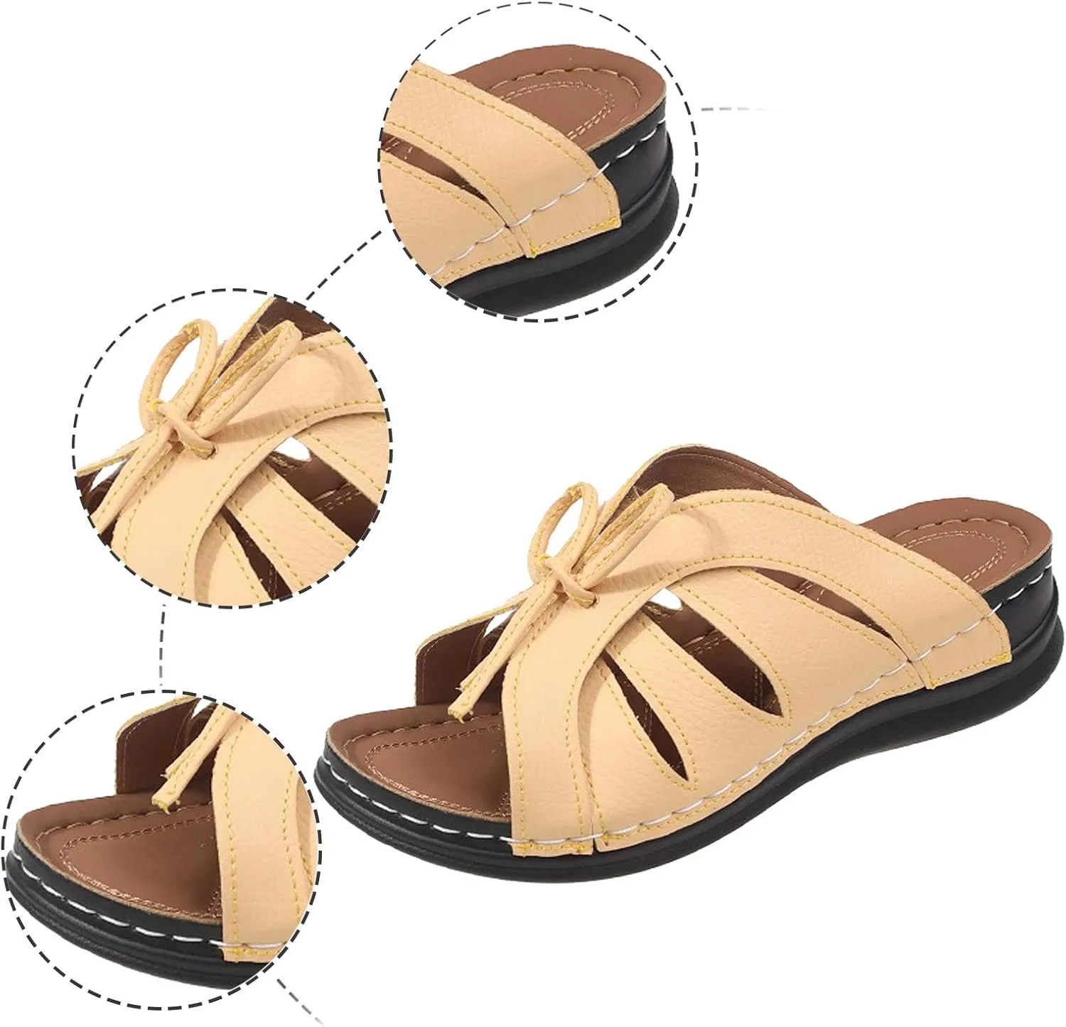 Arch Support Thick Bottom Sandals for Women Summer Platform Comfortable Low Wedges Slides Temperament Sandals