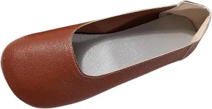 Ballet Flats Shoes for Women Round Close Toe Slip On Shoes Solid Leather Vamp Boat Flat Shoe Comfortable Lightweight Breathable Going Out Loafers 2025