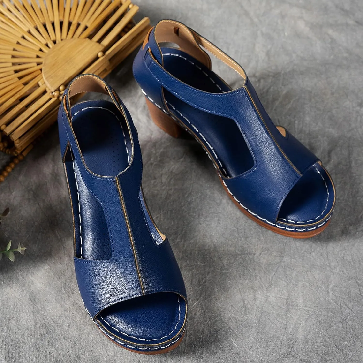 Block Heels Sandals for Women Dressy, Back Zipper Open Toe Chunky Platform High Heels Wedding Party Evening Prom Dance Ankle Strap Dress Sandals Shoes Sexy Comfortable Outdoor Beach Sandals