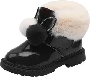 Boots for Girls Boy Snow Boots Kids Warm Faux Fur-Lined Anti-Slip Outdoor Winter Warm Resistance Outdoor Walking Shoes