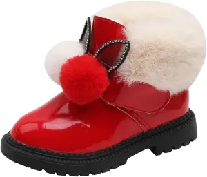 Boots for Girls Boy Snow Boots Kids Warm Faux Fur-Lined Anti-Slip Outdoor Winter Warm Resistance Outdoor Walking Shoes