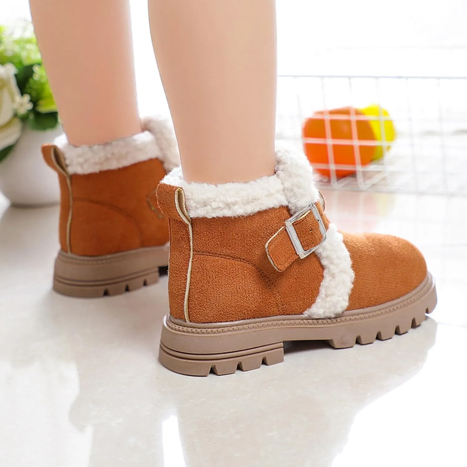 Boots for Girls Kid Snow Boots Boys Toddler Winter Outdoor Boots Waterproof with Faux Fur Lined Waterproof Outdoor Warm Shoes