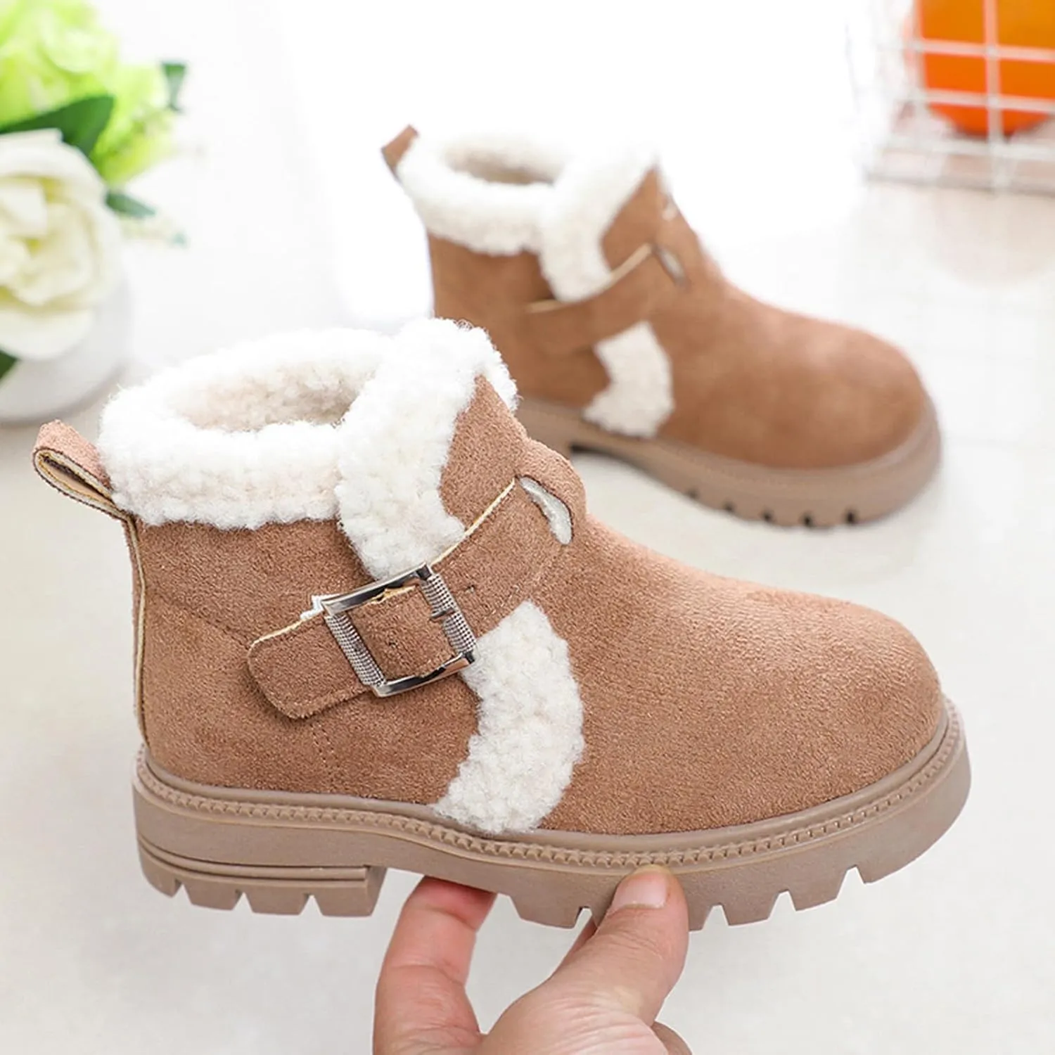 Boots for Girls Kid Snow Boots Boys Toddler Winter Outdoor Boots Waterproof with Faux Fur Lined Waterproof Outdoor Warm Shoes