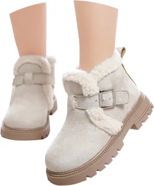 Boots for Girls Kid Snow Boots Boys Toddler Winter Outdoor Boots Waterproof with Faux Fur Lined Waterproof Outdoor Warm Shoes
