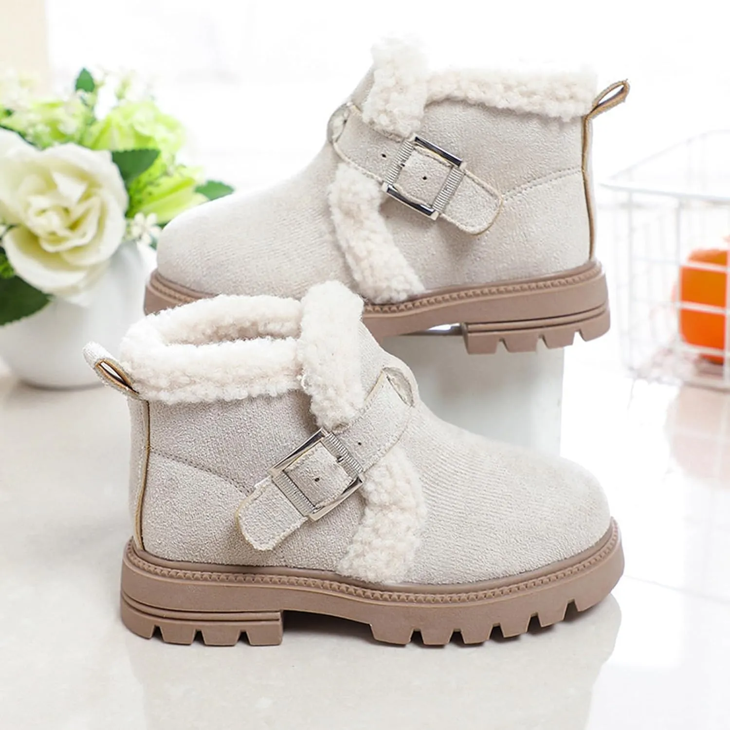 Boots for Girls Kid Snow Boots Boys Toddler Winter Outdoor Boots Waterproof with Faux Fur Lined Waterproof Outdoor Warm Shoes