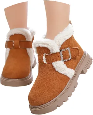 Boots for Girls Kid Snow Boots Boys Toddler Winter Outdoor Boots Waterproof with Faux Fur Lined Waterproof Outdoor Warm Shoes