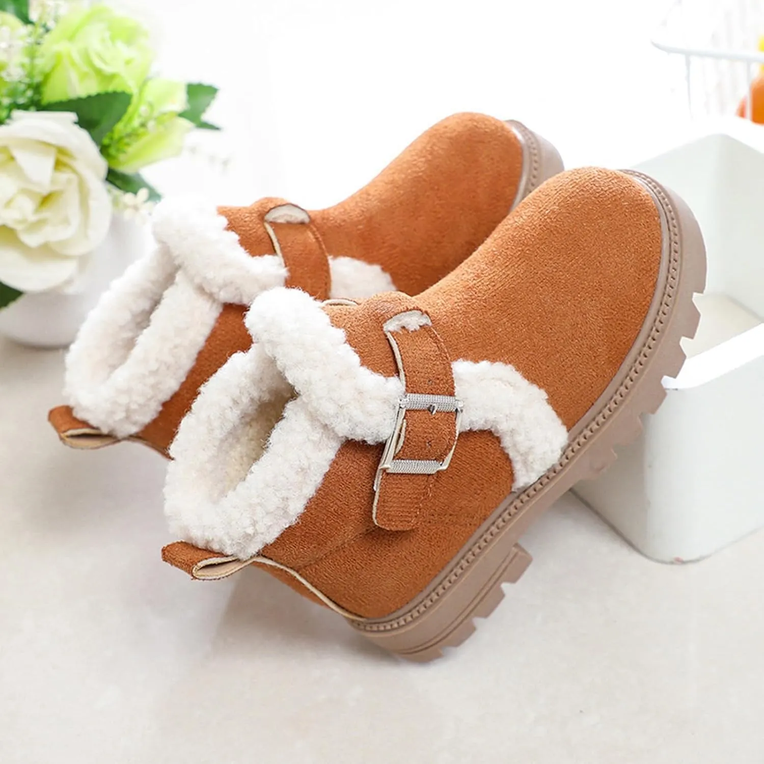 Boots for Girls Kid Snow Boots Boys Toddler Winter Outdoor Boots Waterproof with Faux Fur Lined Waterproof Outdoor Warm Shoes