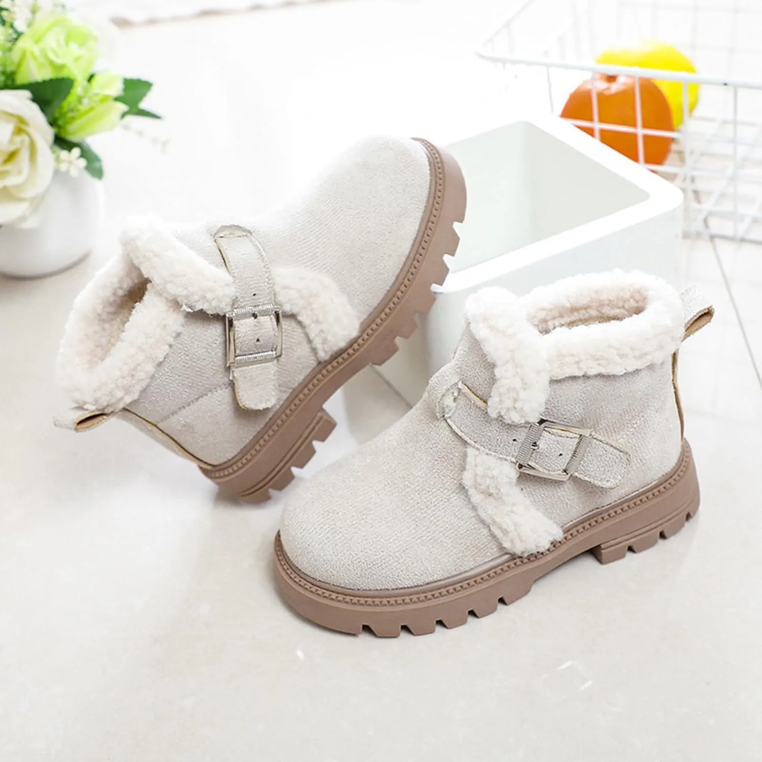 Boots for Girls Kid Snow Boots Boys Toddler Winter Outdoor Boots Waterproof with Faux Fur Lined Waterproof Outdoor Warm Shoes