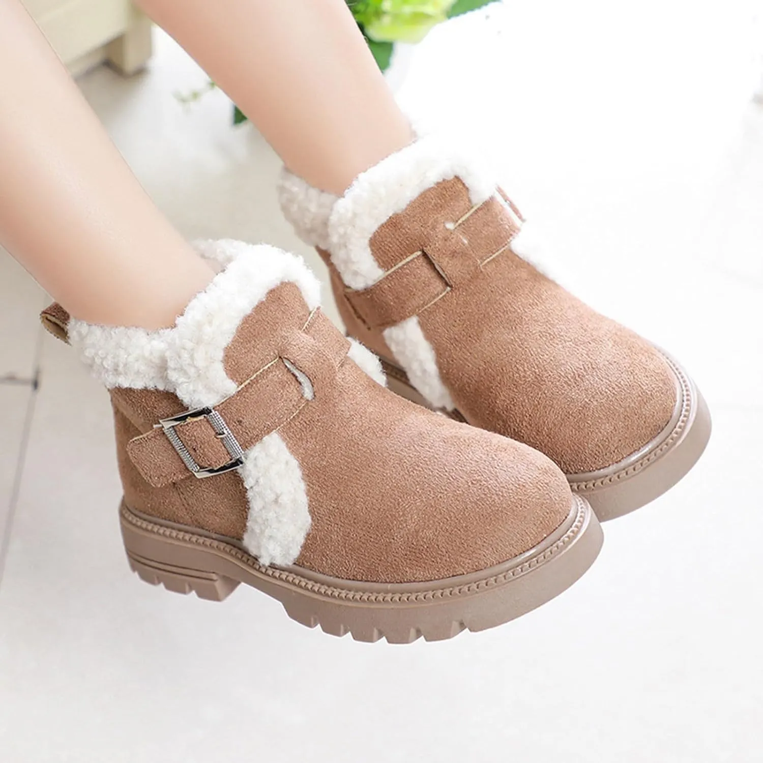 Boots for Girls Kid Snow Boots Boys Toddler Winter Outdoor Boots Waterproof with Faux Fur Lined Waterproof Outdoor Warm Shoes