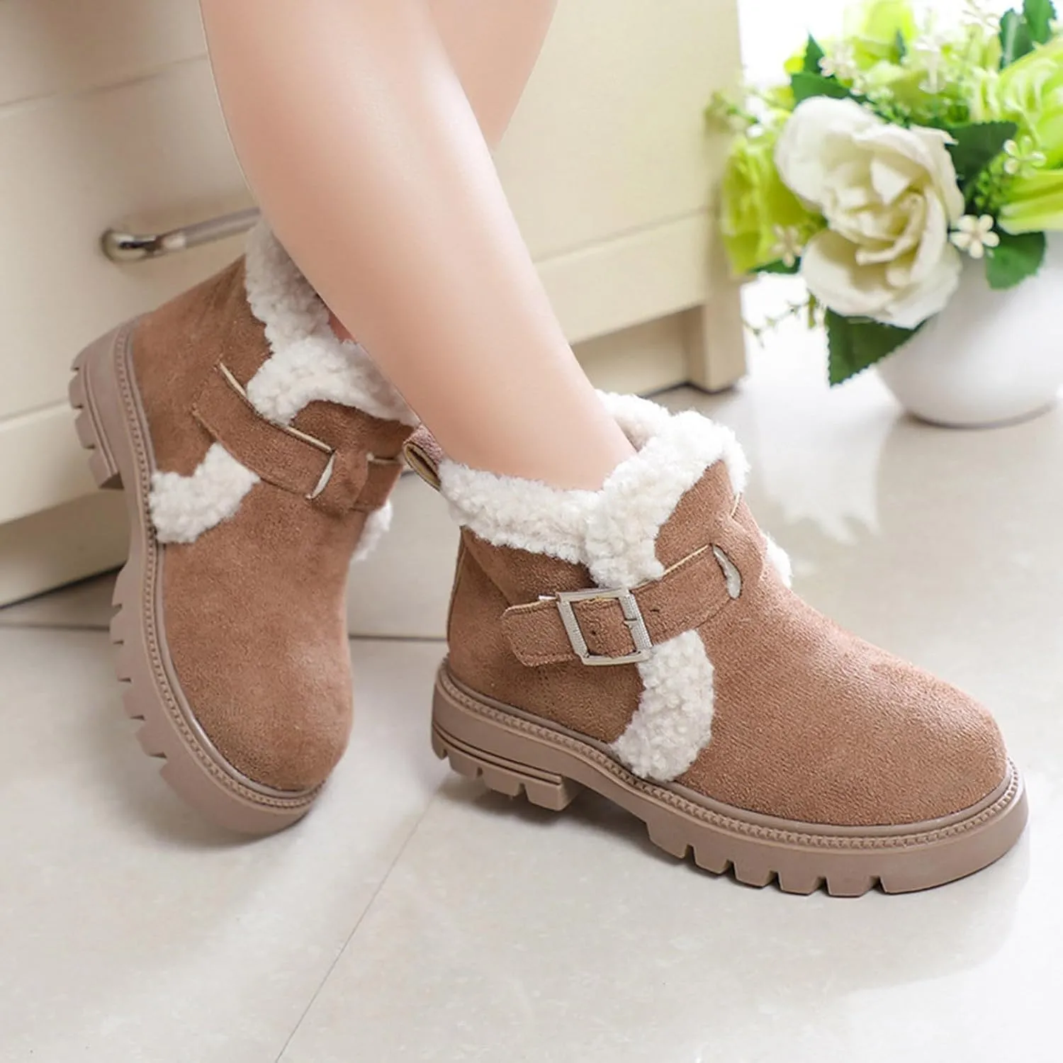 Boots for Girls Kid Snow Boots Boys Toddler Winter Outdoor Boots Waterproof with Faux Fur Lined Waterproof Outdoor Warm Shoes