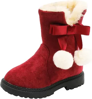 Boots for Girls Kids Snow Boots for Boys Girls Toddler Winter Outdoor Boots Waterproof with Fur Lined Waterproof Outdoor Shoe