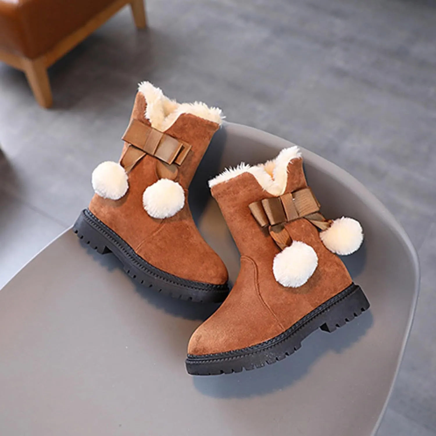 Boots for Girls Kids Snow Boots for Boys Girls Toddler Winter Outdoor Boots Waterproof with Fur Lined Waterproof Outdoor Shoe