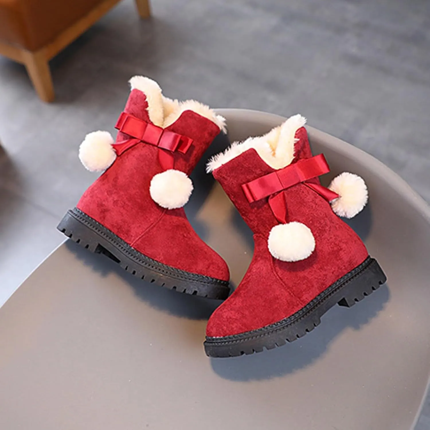 Boots for Girls Kids Snow Boots for Boys Girls Toddler Winter Outdoor Boots Waterproof with Fur Lined Waterproof Outdoor Shoe