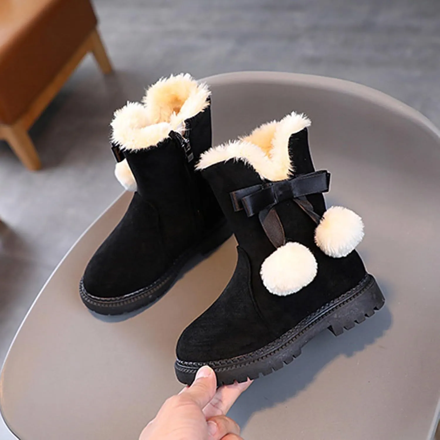 Boots for Girls Kids Snow Boots for Boys Girls Toddler Winter Outdoor Boots Waterproof with Fur Lined Waterproof Outdoor Shoe
