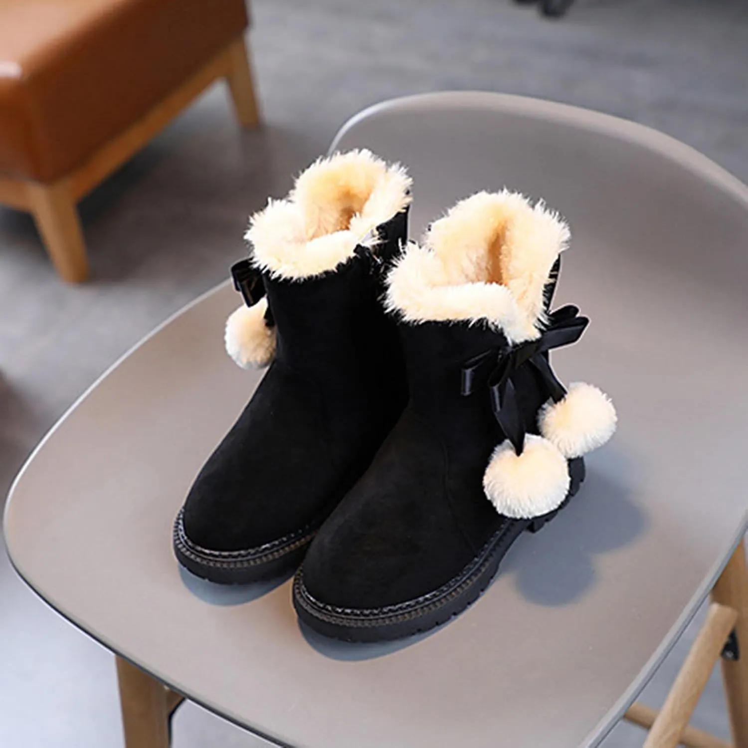 Boots for Girls Kids Snow Boots for Boys Girls Toddler Winter Outdoor Boots Waterproof with Fur Lined Waterproof Outdoor Shoe
