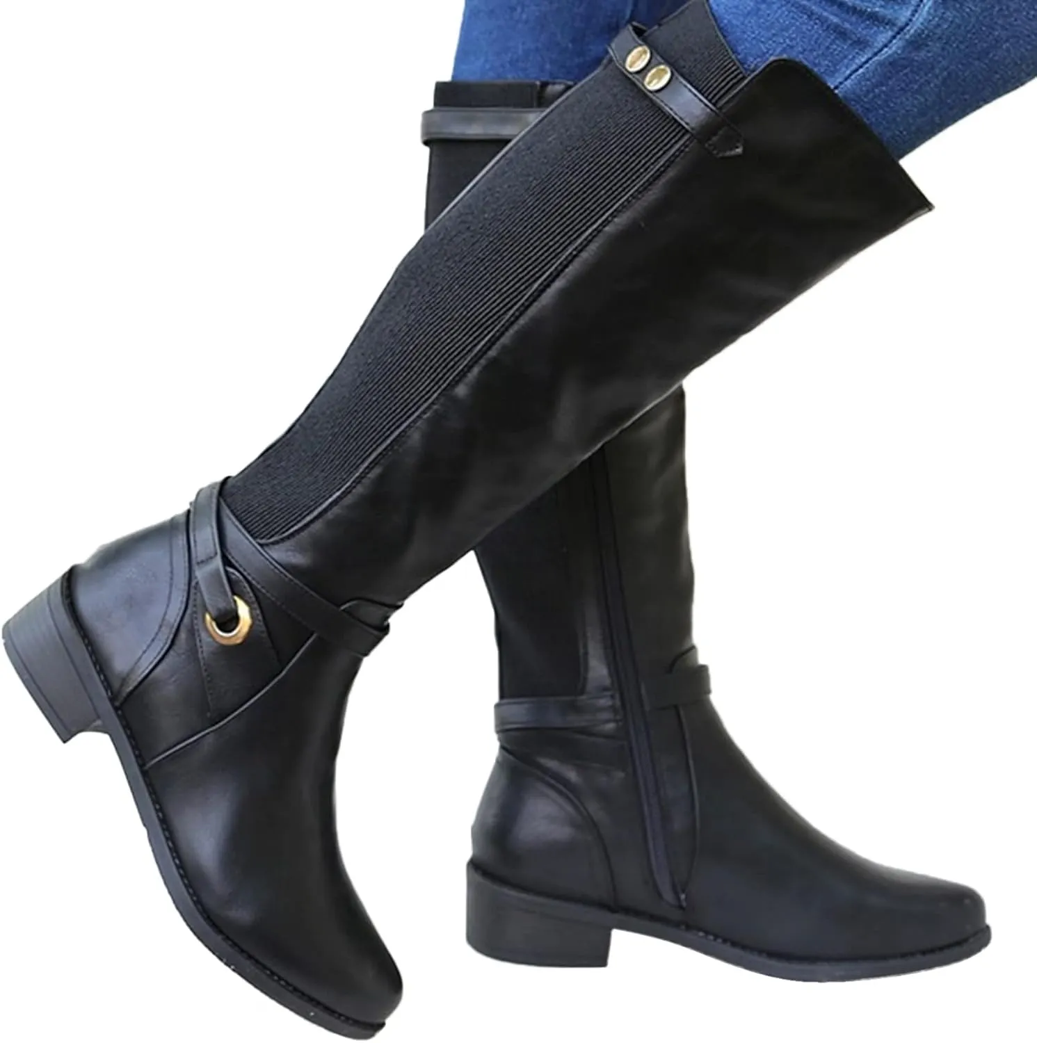 Boots for Women,Over The Knee Boots Combat Style Hiking Boots Motorcycle Boots Classic Lace Up Low Heel Shoes Retro Shoes